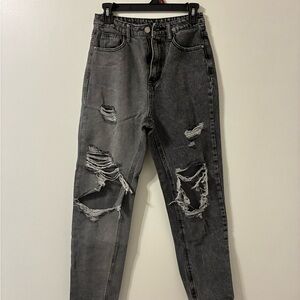 SHEIN Charcoal Two Tone Denim Jeans.